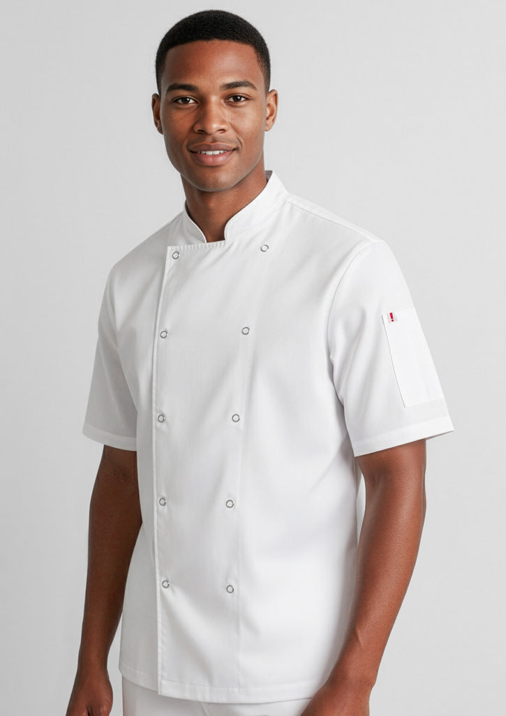 Zest Mens Short Sleeve Chef Jacket - Black