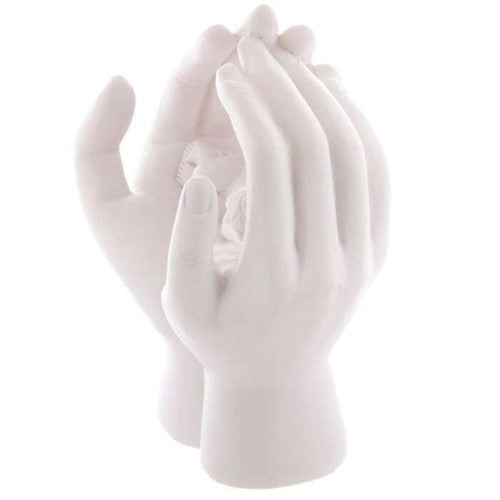 Ornament - Sleeping Cherub in Hands with LED (17cm)