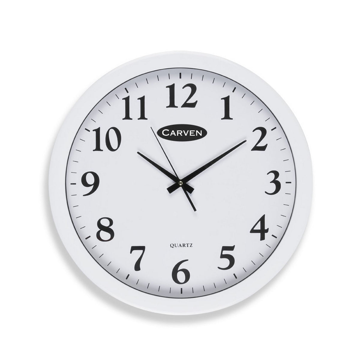 Carven Clock 450mm White features a large white face with bold numbers, perfect for stylish timekeeping in any setting.