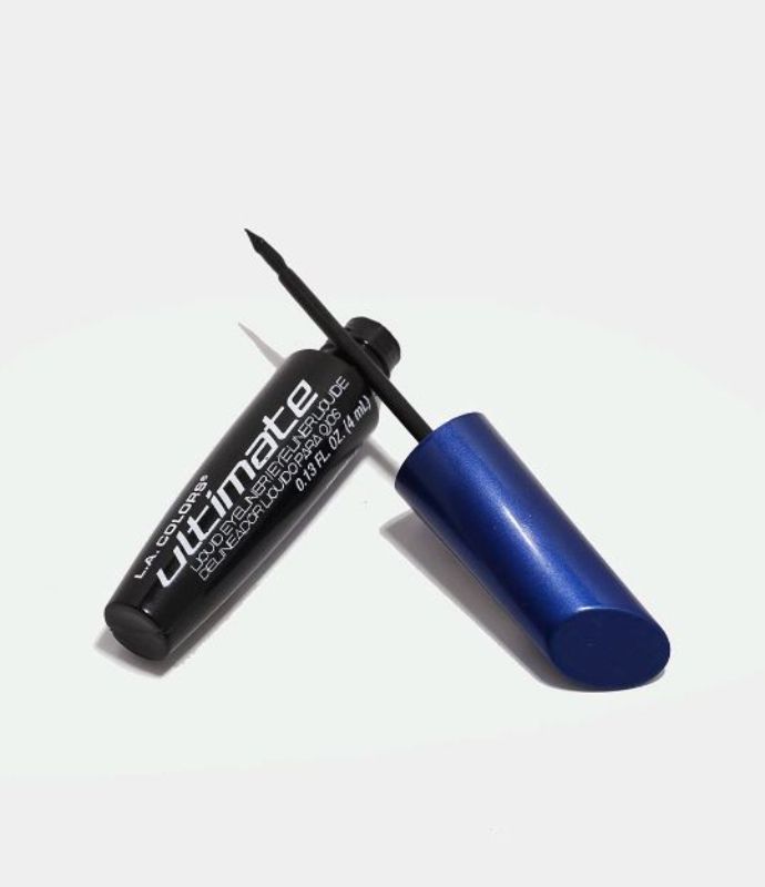 LA Colors Ultimate Liquid Eyeliner in Black with tapered brush for precise lines, perfect for bold or subtle eye looks.