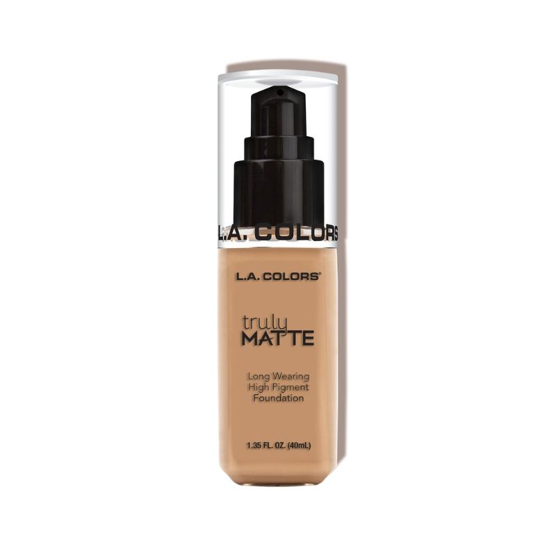 LA Colors Truly Matte Foundation in Soft Beige offers high coverage with a lightweight, matte finish for a flawless look.