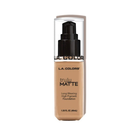 LA Colors Truly Matte Foundation in Soft Beige offers high coverage with a lightweight, matte finish for a flawless look.