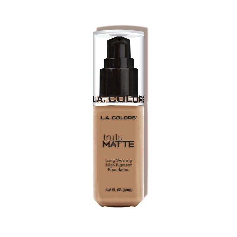 LA Colors Truly Matte Foundation in Sand provides long-lasting coverage with a natural matte finish for oily and combination skin.