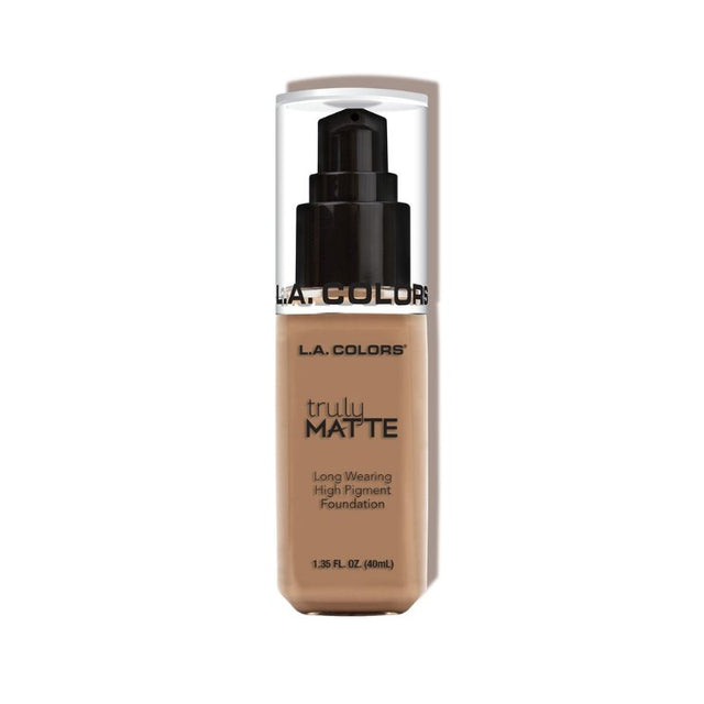 LA Colors Truly Matte Foundation in Cool Beige, offers high pigment, lightweight coverage with a natural matte finish for cool undertones.