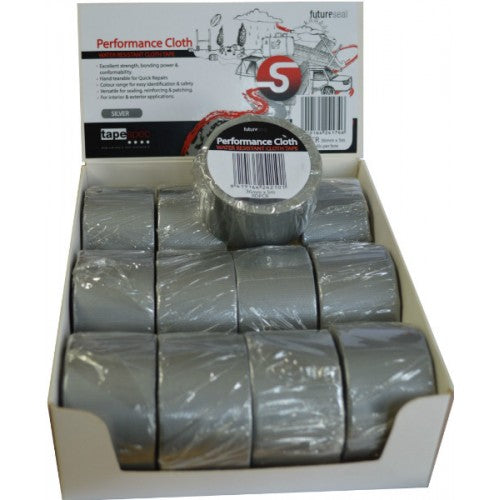 Tape Cloth Display Box 12pce Silver 36mm X 5m