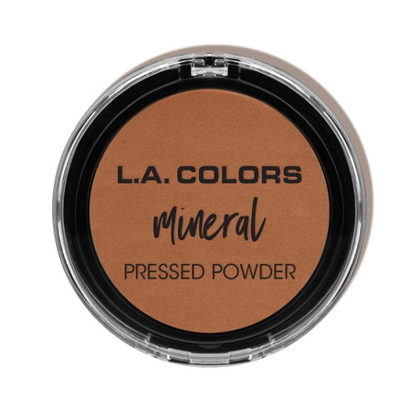 LA Colors Mineral Pressed Powder in Toasted Almond, a lightweight formula for a natural, radiant finish on medium skin tones.