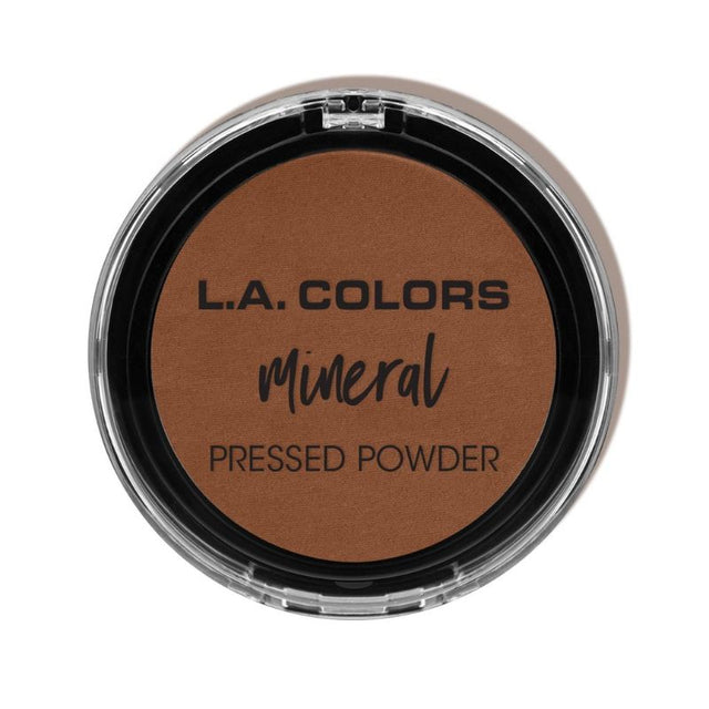 LA Colors Mineral Pressed Powder in Ebony, ideal for a natural matte finish, suitable for sensitive skin and on-the-go touch-ups.