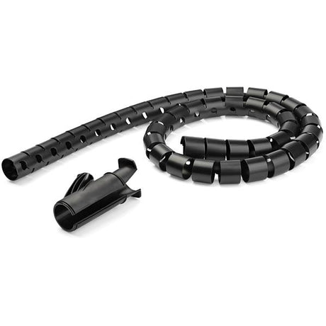 2.5m spiral cable management sleeve for organizing and protecting various cables in home and office settings.