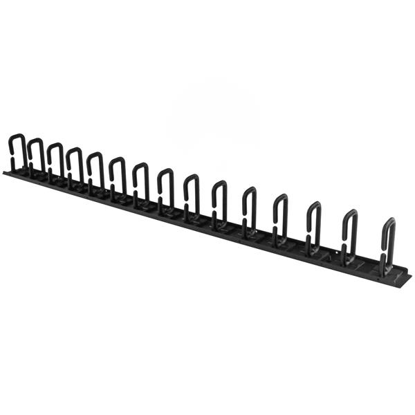 Vertical cable organizer with D-ring hooks for server racks, 91 cm, enhancing cable management and airflow efficiency.