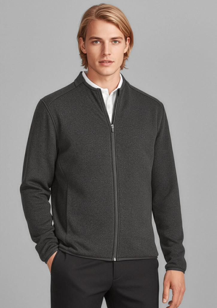 Nova Mens Zip Front Jumper - Navy Marle