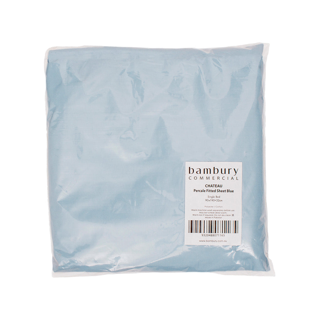 Queen Chateau Fitted Sheet Blue- Bambury