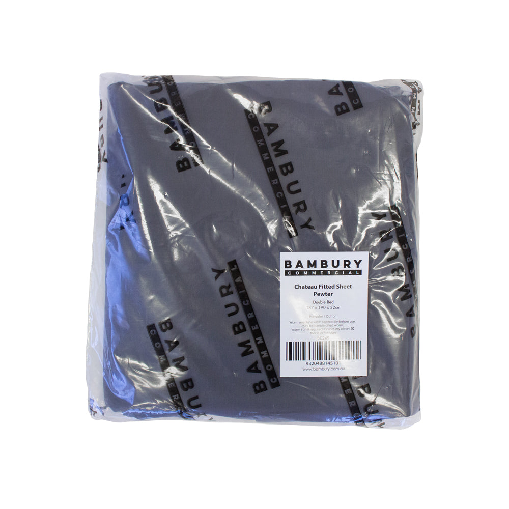 Single Chateau Fitted Sheet Pewter- Bambury