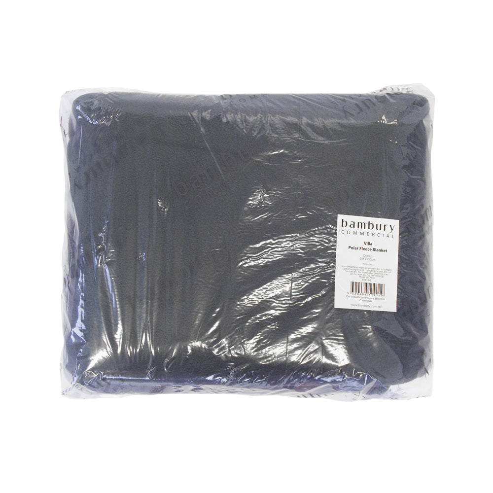King Villa Polar Fleece Blanket Charcoal- Bambury