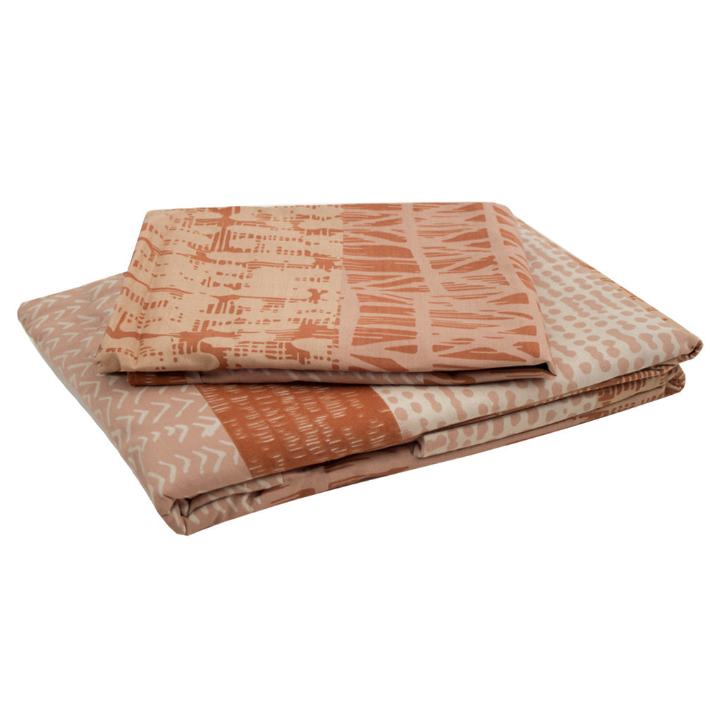 Queen Darlington Terracotta Quilt / Duvet Cover Set- Bambury