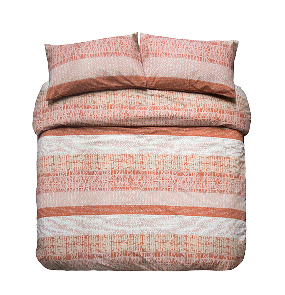 Queen Darlington Terracotta Quilt / Duvet Cover Set- Bambury