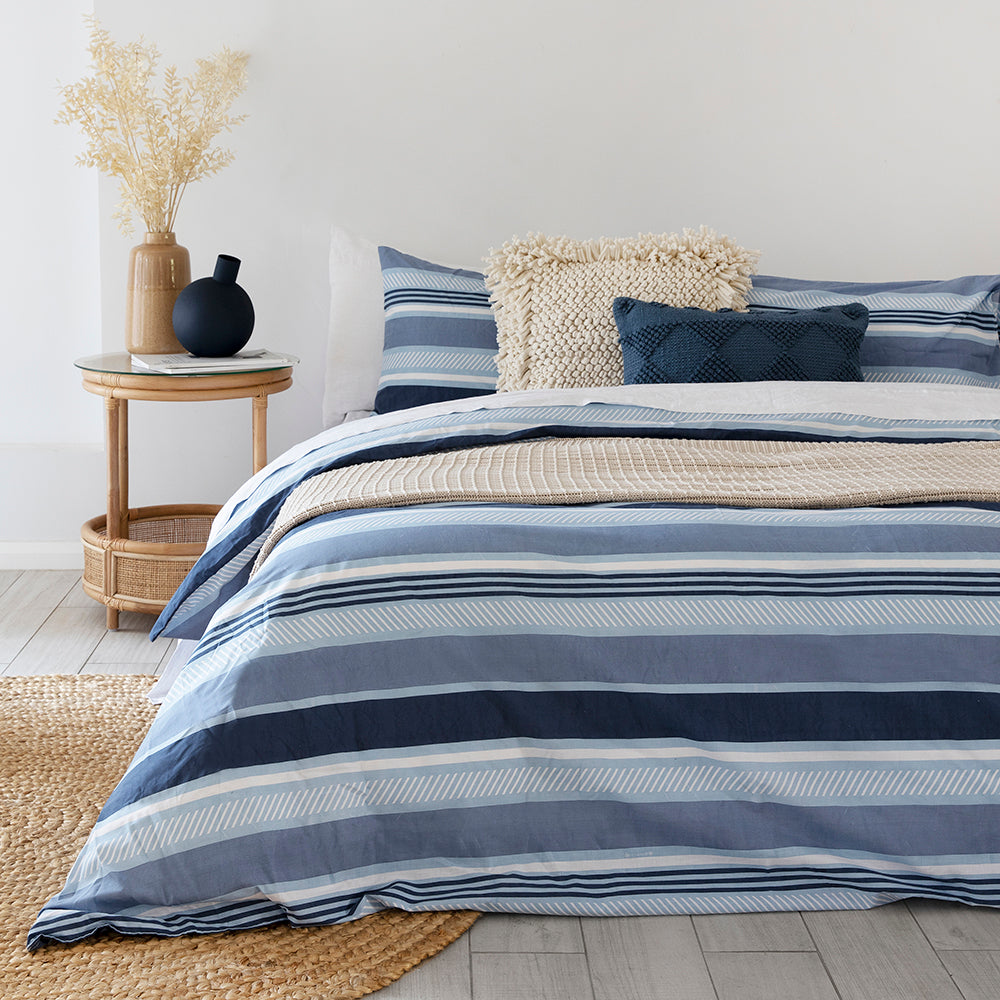 KIng Single Indiana Blue Quilt / Duvet Cover Set- Bambury