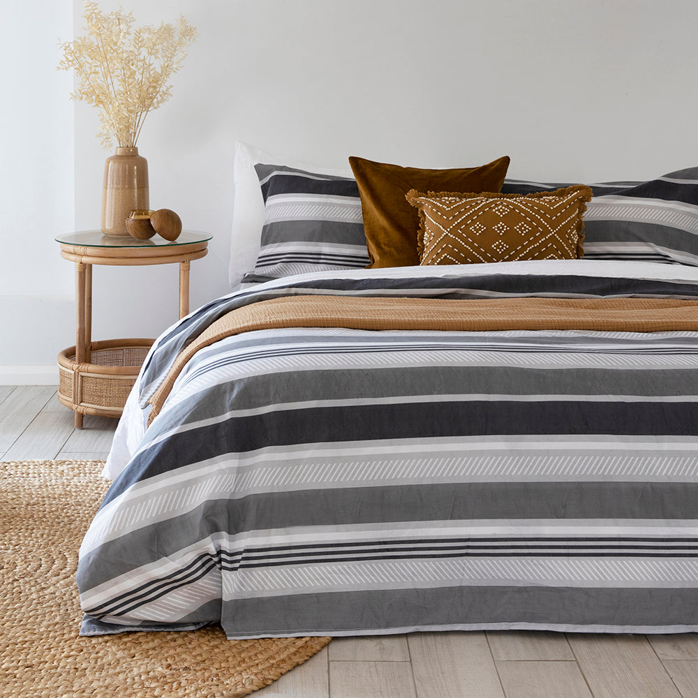 Queen Indiana Grey Quilt / Duvet Cover Set- Bambury