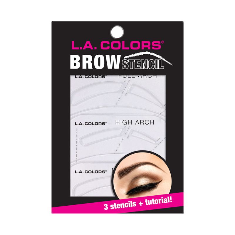 LA Colors Eyebrow Stencils with three shapes for perfect brow shaping and filling, ensuring symmetrical and defined arches.