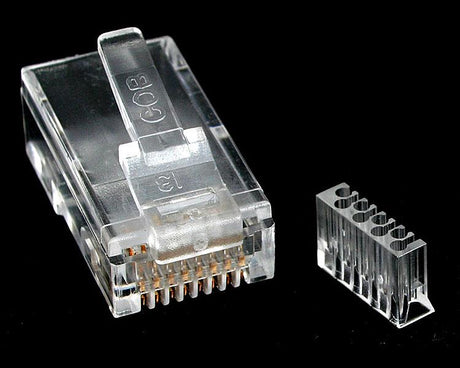 Cat 6 RJ45 modular plugs for solid wire in a 50-pack, designed for high-speed and reliable network connections.