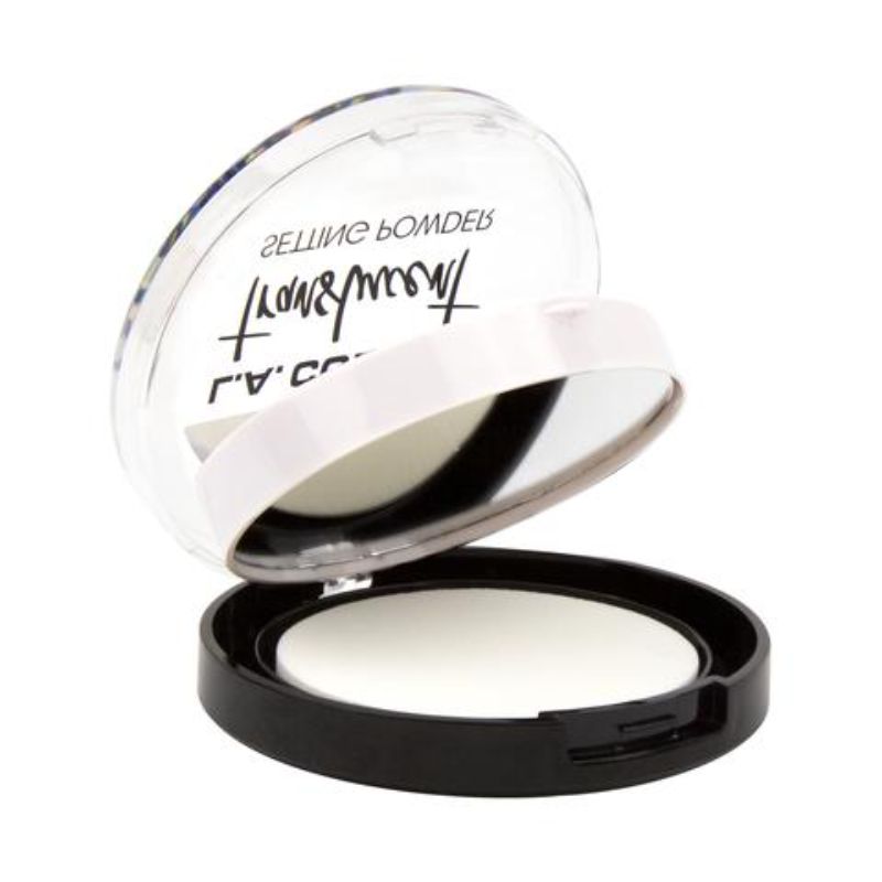 LA Colors Translucent Setting Powder for a velvety, shine-free finish that prolongs makeup wear without altering foundation color.