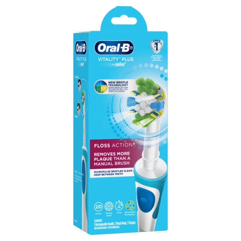 Oral-B Vitality FlossAction Electric Toothbrush with color-changing bristles, 2-minute timer, and superior plaque removal technology.