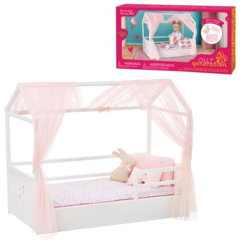 18-Inch Doll Canopy Bed with Bedding - Our Generation