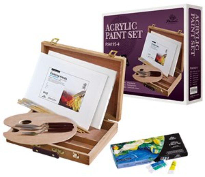 Phoenix Acrylic Painting Box Set with 18 vibrant colors, brushes, and tools for creating stunning artwork anywhere.