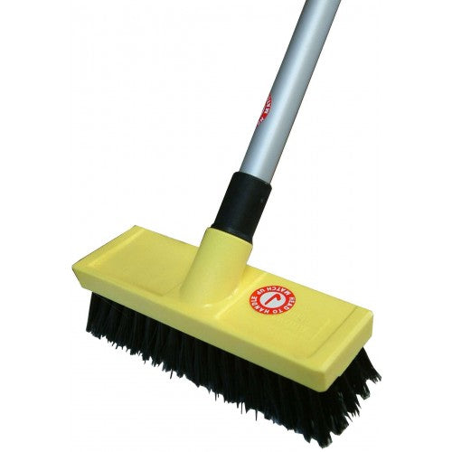 Pfs8 Scrub Brush with screw handle, 200mm, ideal for deep cleaning floors and tough surfaces in home and commercial spaces.