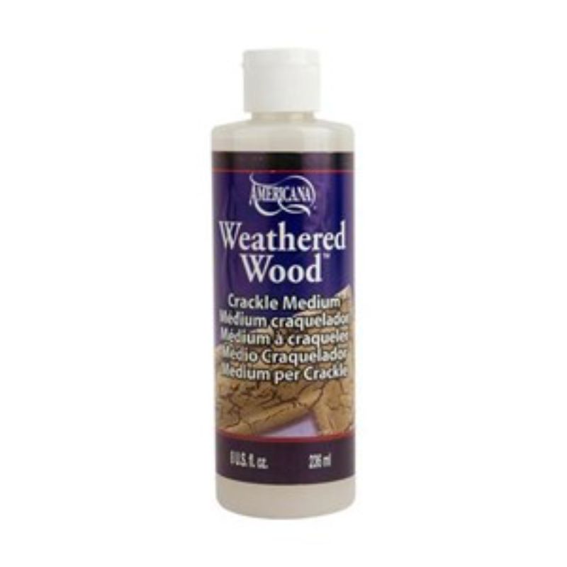 DECOART 8oz Weathered Wood Medium for creating vintage cracked wood finishes on various craft surfaces.