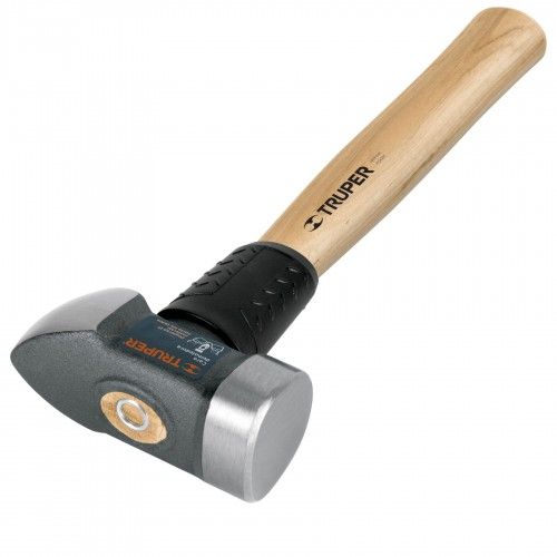 Truper demolition hammer with 30cm handle, 4lb weight, large face for heavy-duty demolition and reduced vibrations.