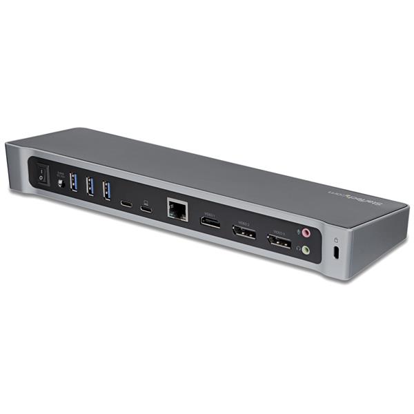USB-C Docking Station with 4K triple monitor support, 100W PD, HDMI, and DisplayPort for enhanced productivity.