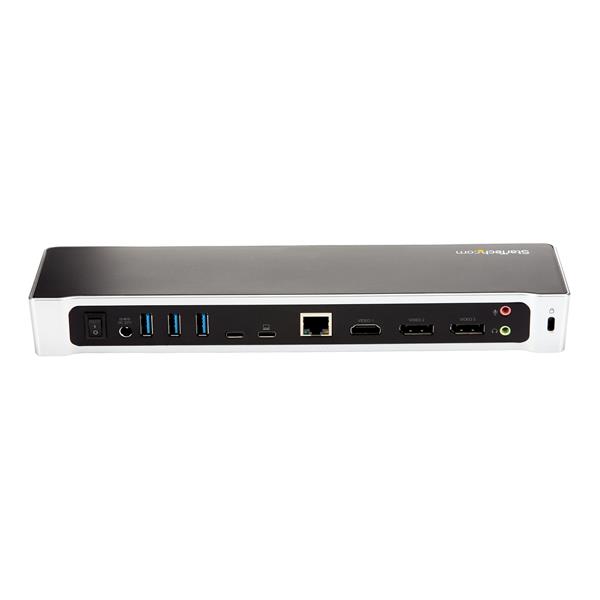 USB-C docking station enabling triple 4K displays with 100W Power Delivery and multiple USB ports for enhanced productivity.