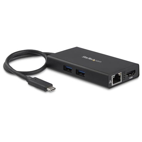 USB-C multiport adapter with 4K HDMI, Power Delivery, Gigabit Ethernet, and USB 3.0 ports for versatile workstation connectivity.