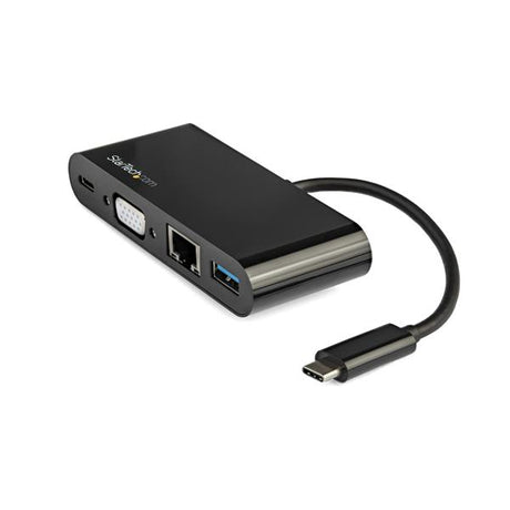 USB-C VGA Multiport Adapter expands connectivity with USB 3.0, Gigabit Ethernet, and 60W Power Delivery for laptops and tablets.