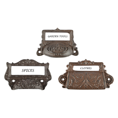 Draw Pull w/ Label Holder - Cast Iron (Set of 6 Assorted)