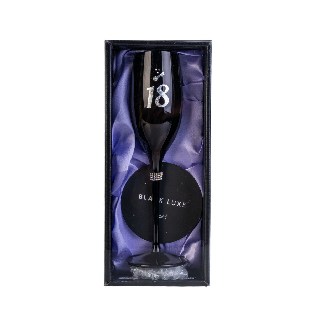 18th Birthday Black Champagne Flute
