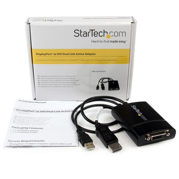 High-performance DisplayPort to Dual Link DVI adapter for seamless connectivity and dual-link resolutions up to 2560x1600.