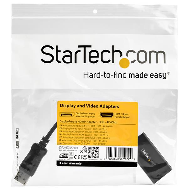 High-Performance 4K 60Hz DisplayPort to HDMI Adapter - HDR Support & 18Gbps Bandwidth