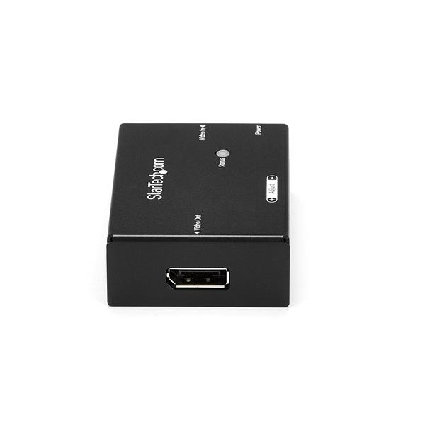 High-performance DisplayPort signal booster for 4K 60Hz video, ideal for long distances and multi-device setups.