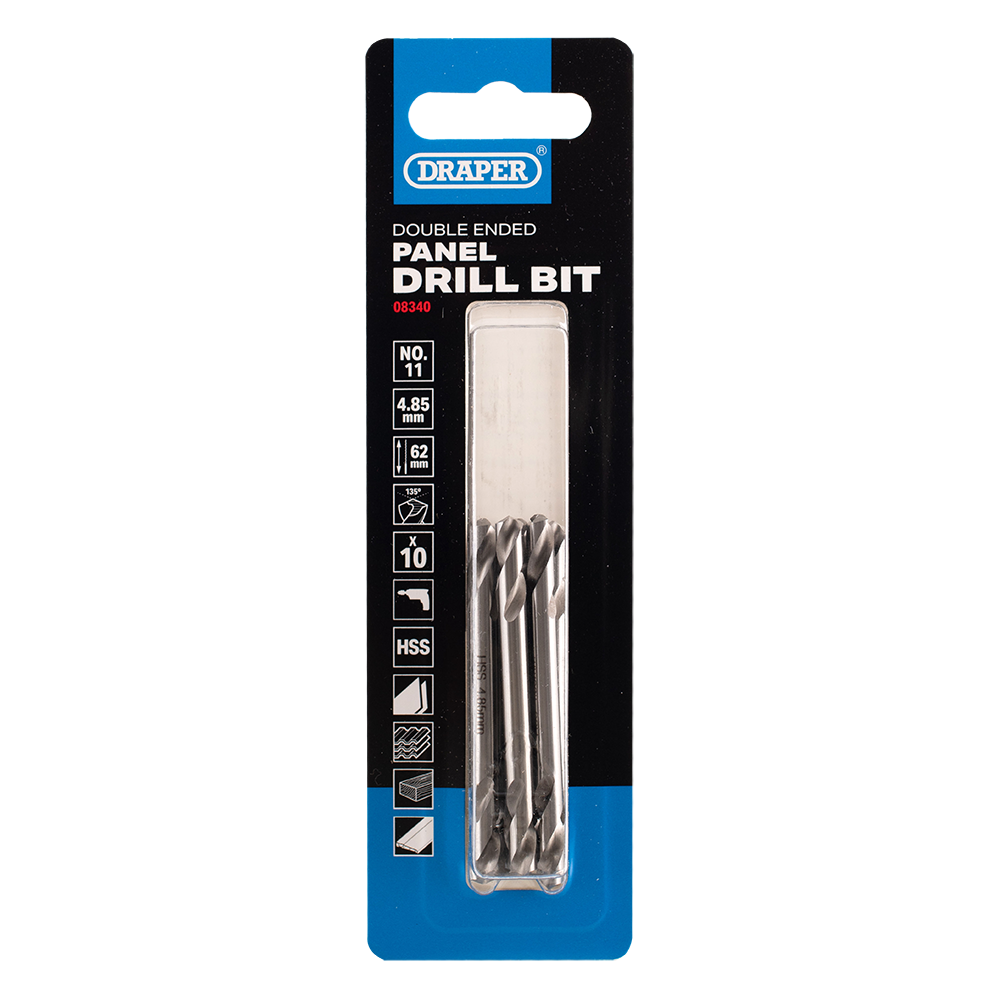 DRAPER No.11 Double-Ended HSS Stub Drill - 10 Pack