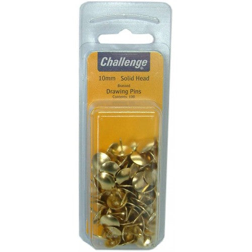 Bayonet drawing pins in blister pack, 100 durable brass pins for crafting, organizing, and decorating.
