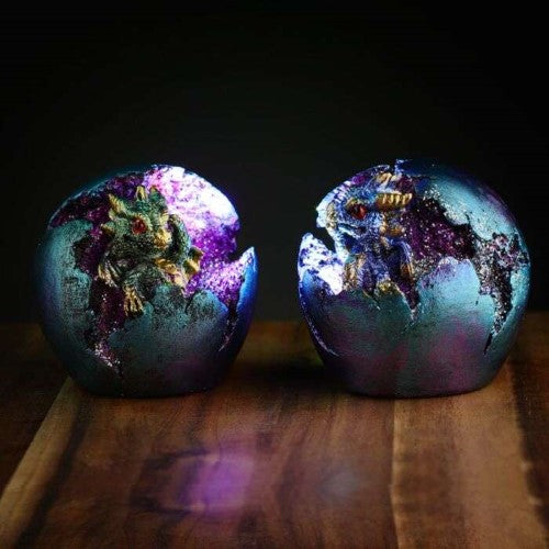 Ornament - Baby Dragon LED Geode Hatching Dragon Egg (Set of 2 Asstd)