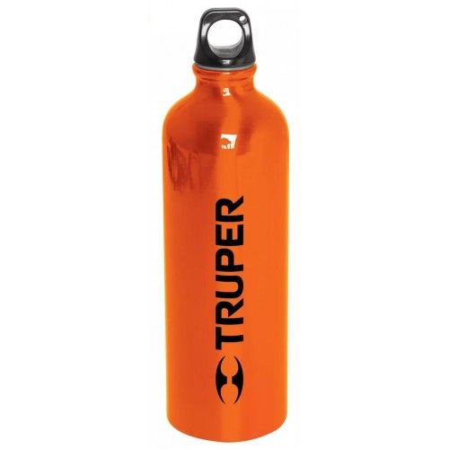 Truper Aluminium Drink Bottle 750ml, lightweight and portable, features ergonomic handle and retractable straw for easy hydration.