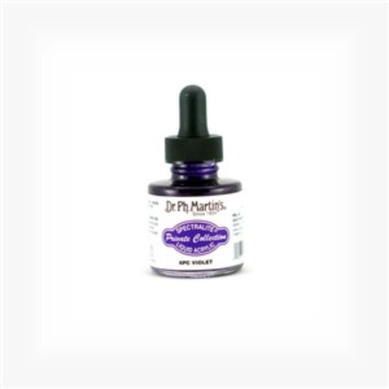 1oz bottle of Dr. Ph. Martin's Violet Spectralite Liquid Acrylics, perfect for vibrant artwork on various surfaces.