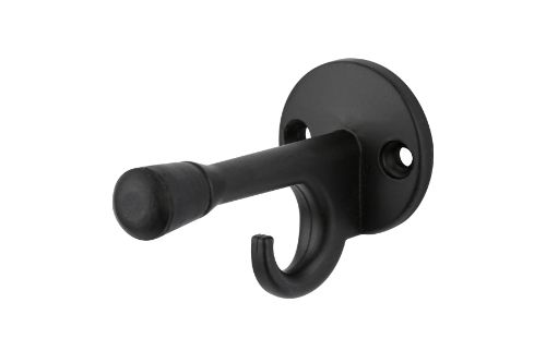 Wall Mounted Coat Hook Door Stop - Black Powder Coated