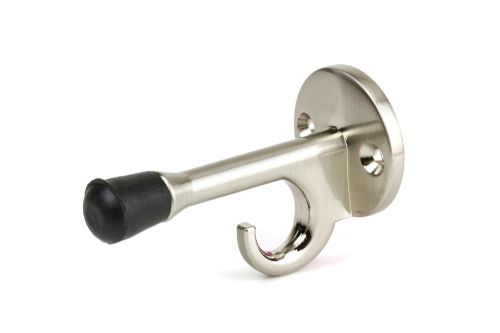 Wall Mounted Coat Hook Door Stop - Satin Nickel Plated