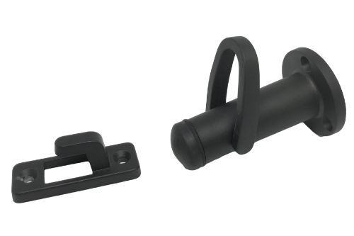 Wall Mounted Hook Back Door Stop - Black Powder Coated