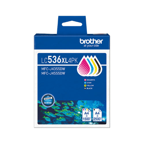 Brother LC536XL 4 Pack Genuine Ink (Black, Cyan, Magenta, Yellow)