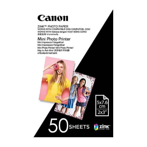 Canon 76mm x 50mm Mini Photo Printer Paper 50 Sheets (ZP-2030-50)