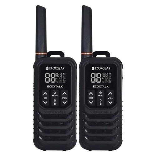 Ecoxgear Ecoxtalk 2-Watt IP67 Handheld UHF Radio 13km, Twin Pack